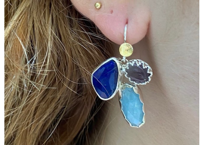 BRINCO ART DECO PEDRA TRIPLA