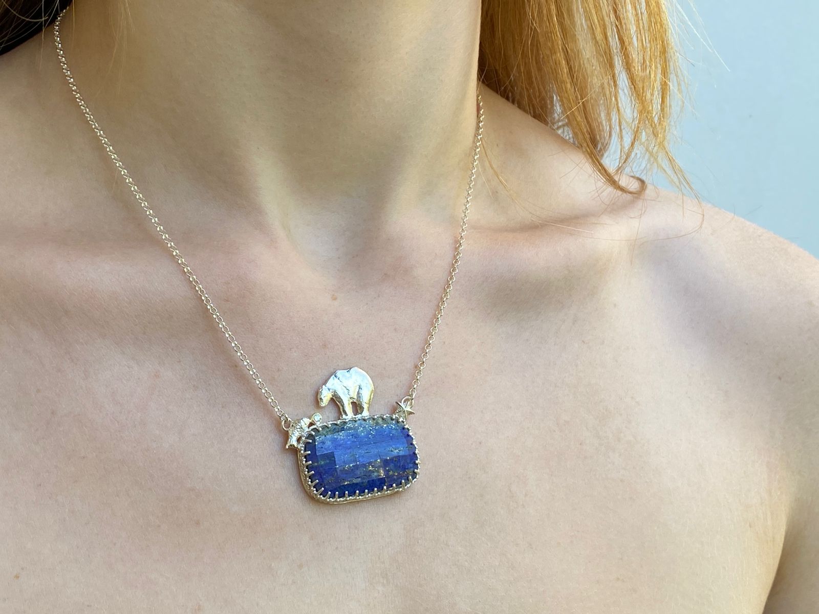 COLAR URSO LÁPIS LAZULI